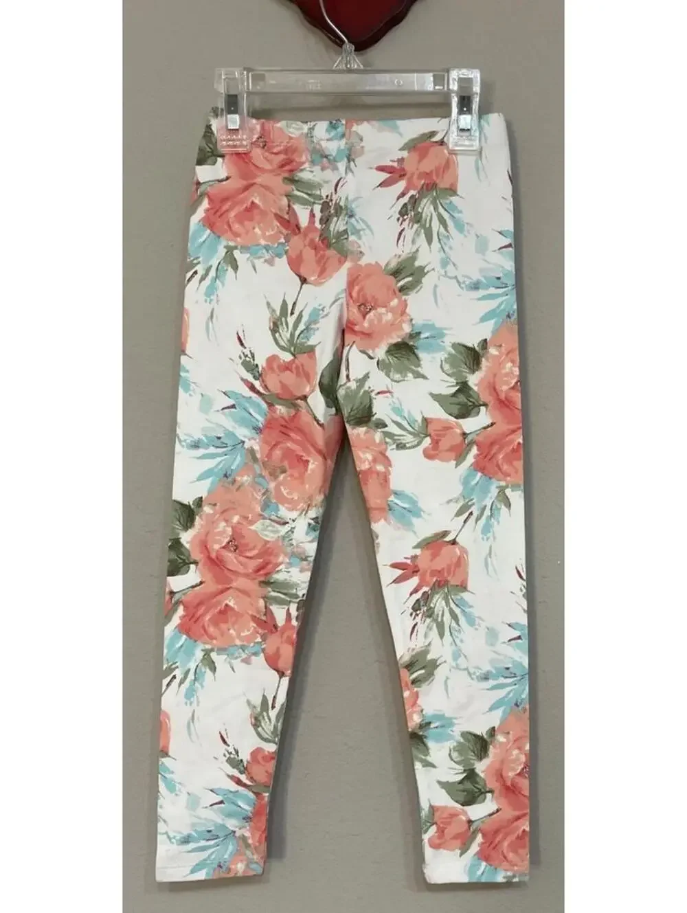 The Children’s Place Girls 5t White Floral Pull-On Cotton Leggings NWT! A2458